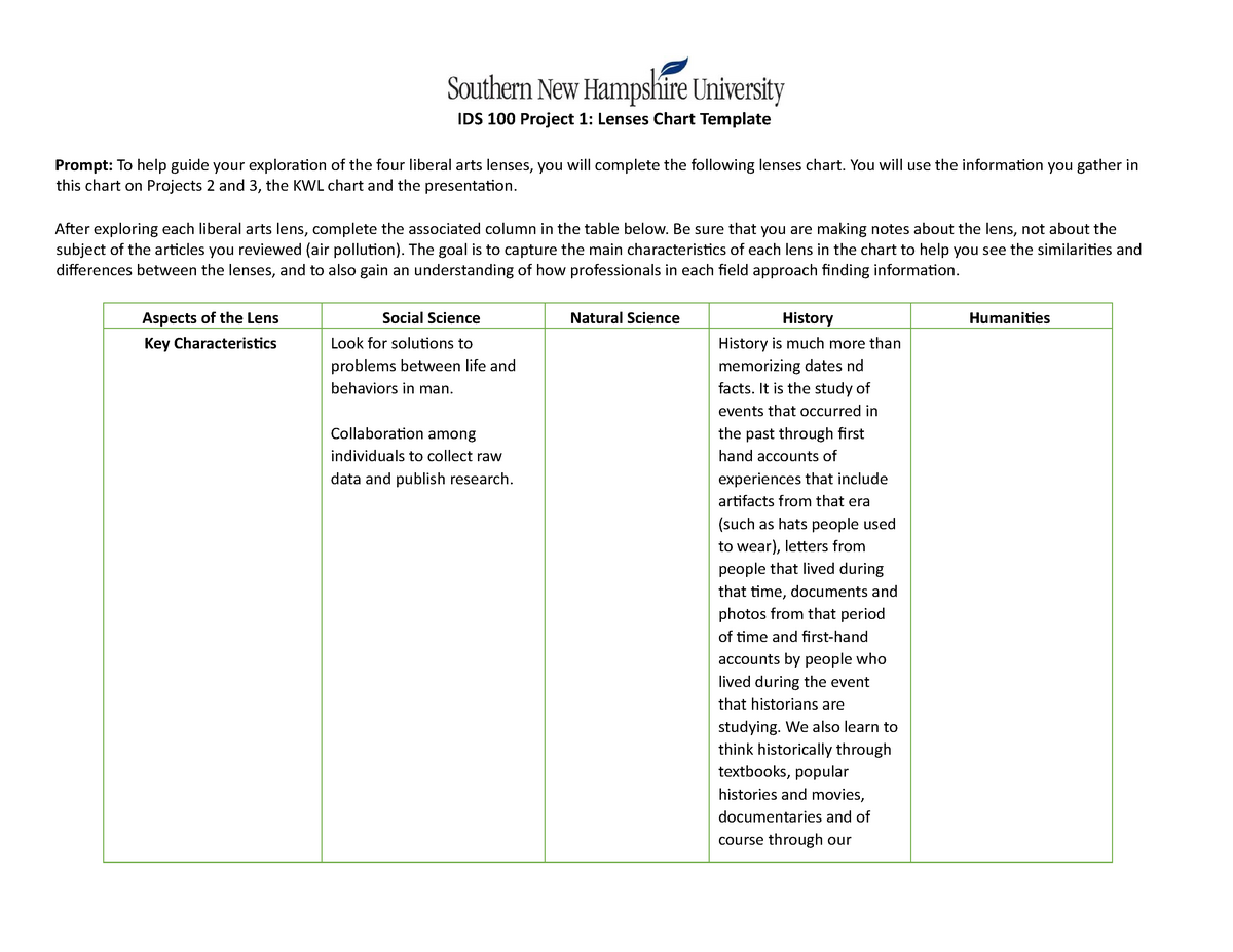 IDS 100 Lenses Chart Template 2 2 3and4 - StuDocu