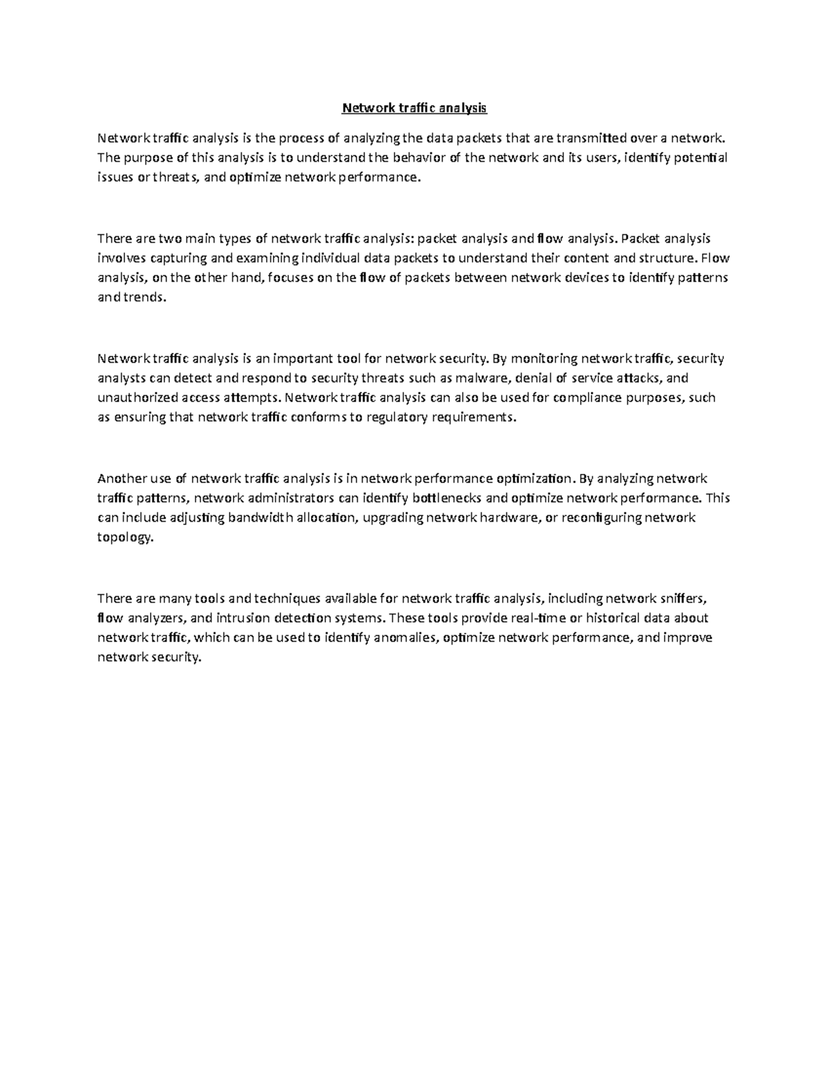 Network traffic analysis - Network traffic analysis Network traffic ...