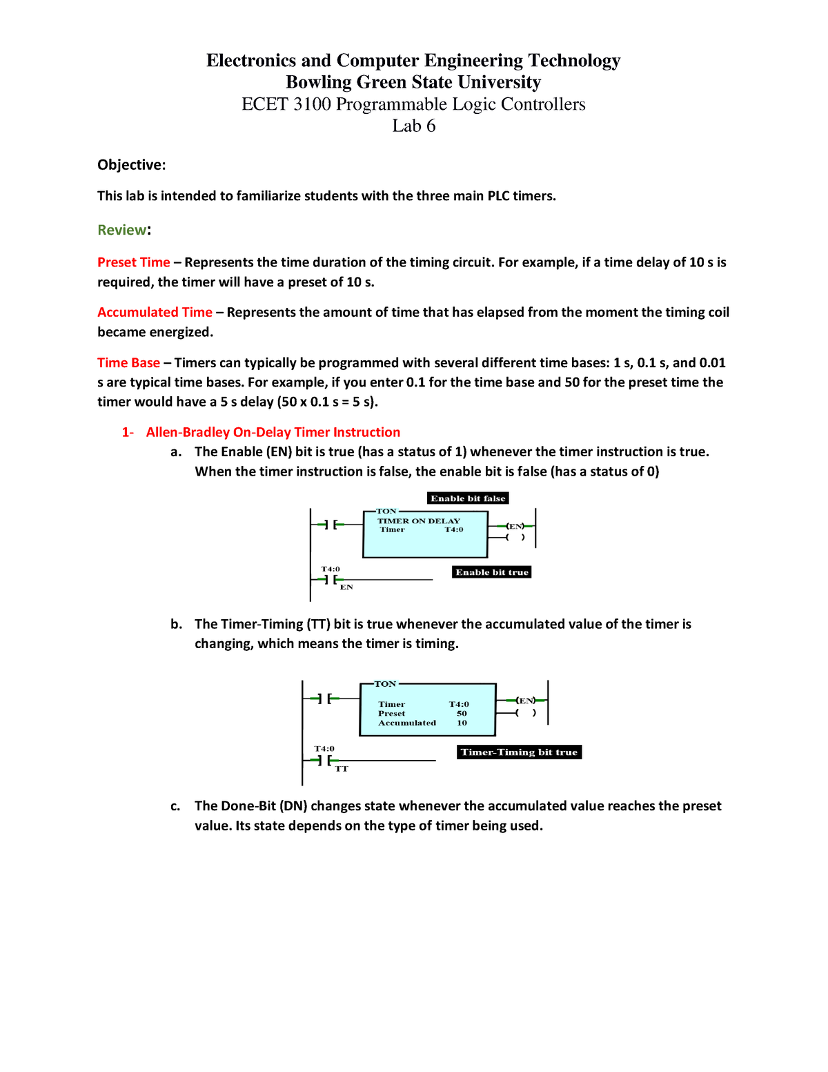 PLC LAB6 - Lab - Electronics and Computer Engineering Technology ...