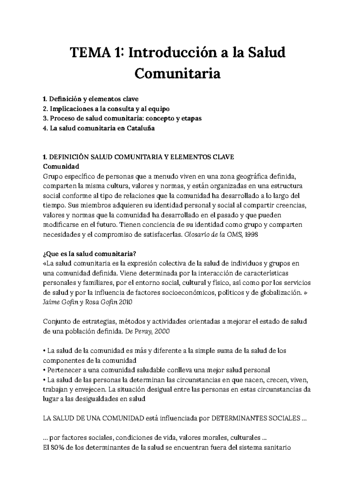 TEMA 1 Introducción A La Salud Comunitaria - Definición Y Elementos ...