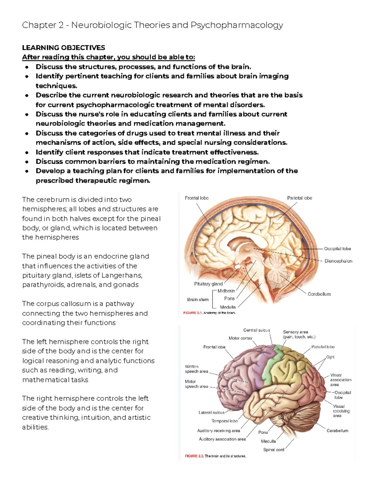 Chapter 2 Notes - Mental Health Psych - Chapter 2 - Neurobiologic ...