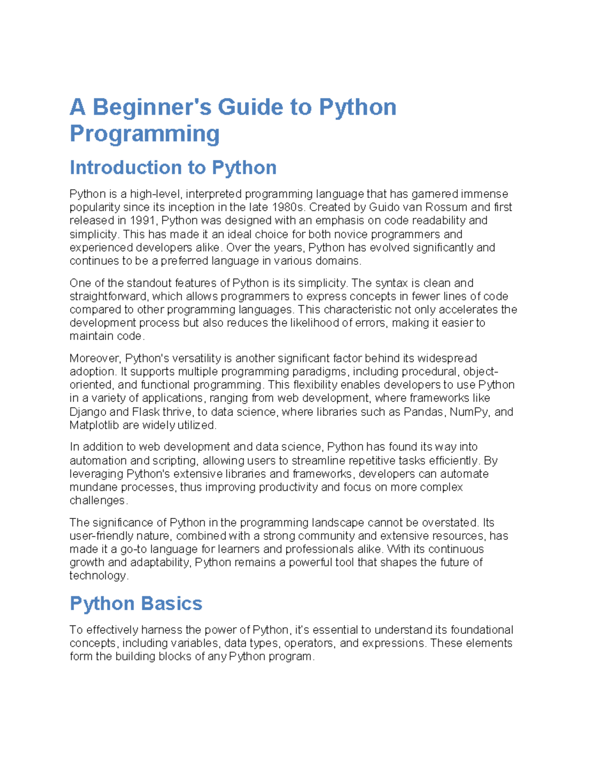 A Beginner's Guide to Python Programming - A Beginner's Guide to Python ...
