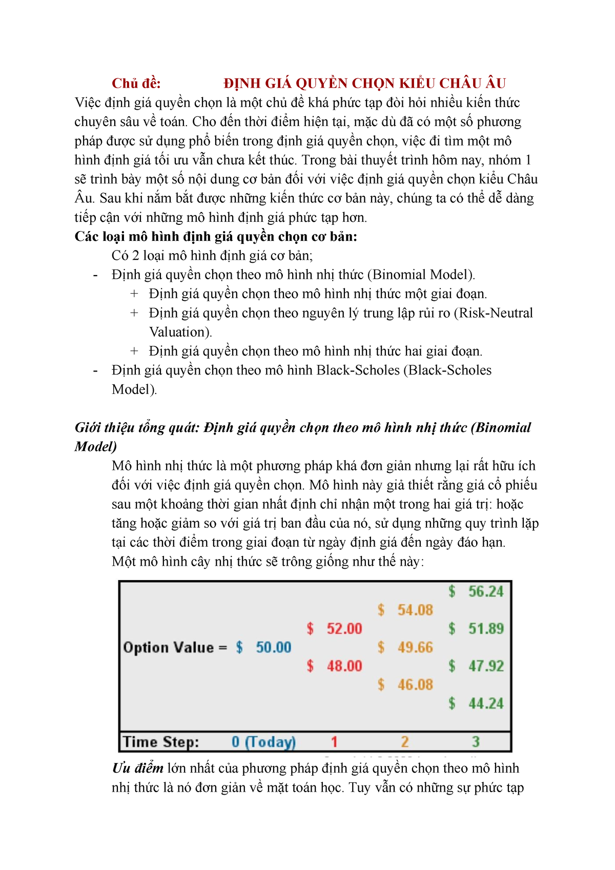 Định giá quyền chọn bằng mô hình BlackScholes  Greenchart