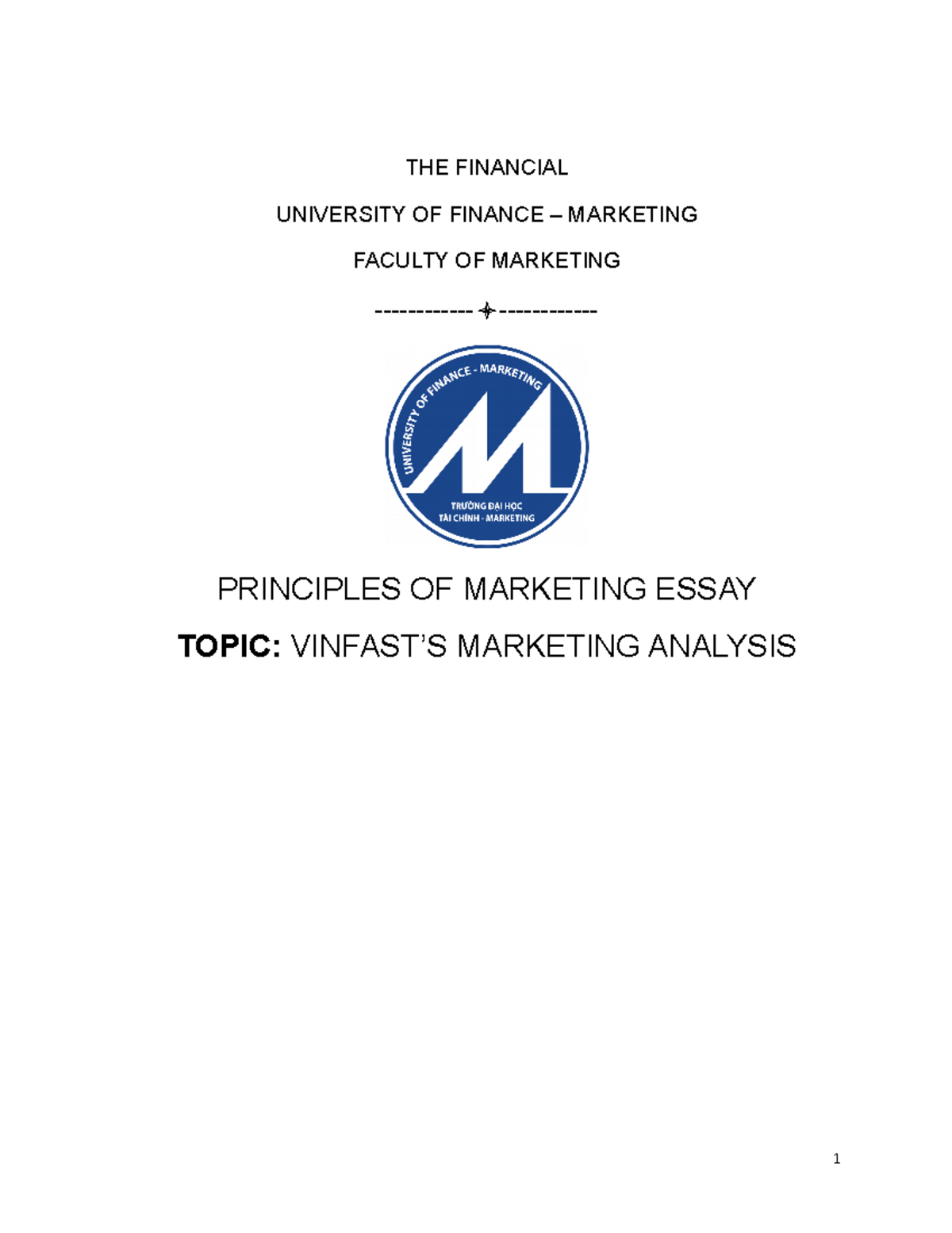 Vin Fast Marketing - THE FINANCIAL UNIVERSITY OF FINANCE – MARKETING ...