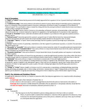 Professional Responsibility OUTLINE - PR Outline Review Basic Elements ...