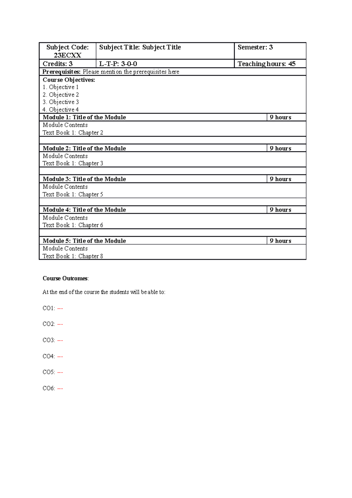 2023 Theory Template - Subject Code: 23ECXX Subject Title: Subject ...