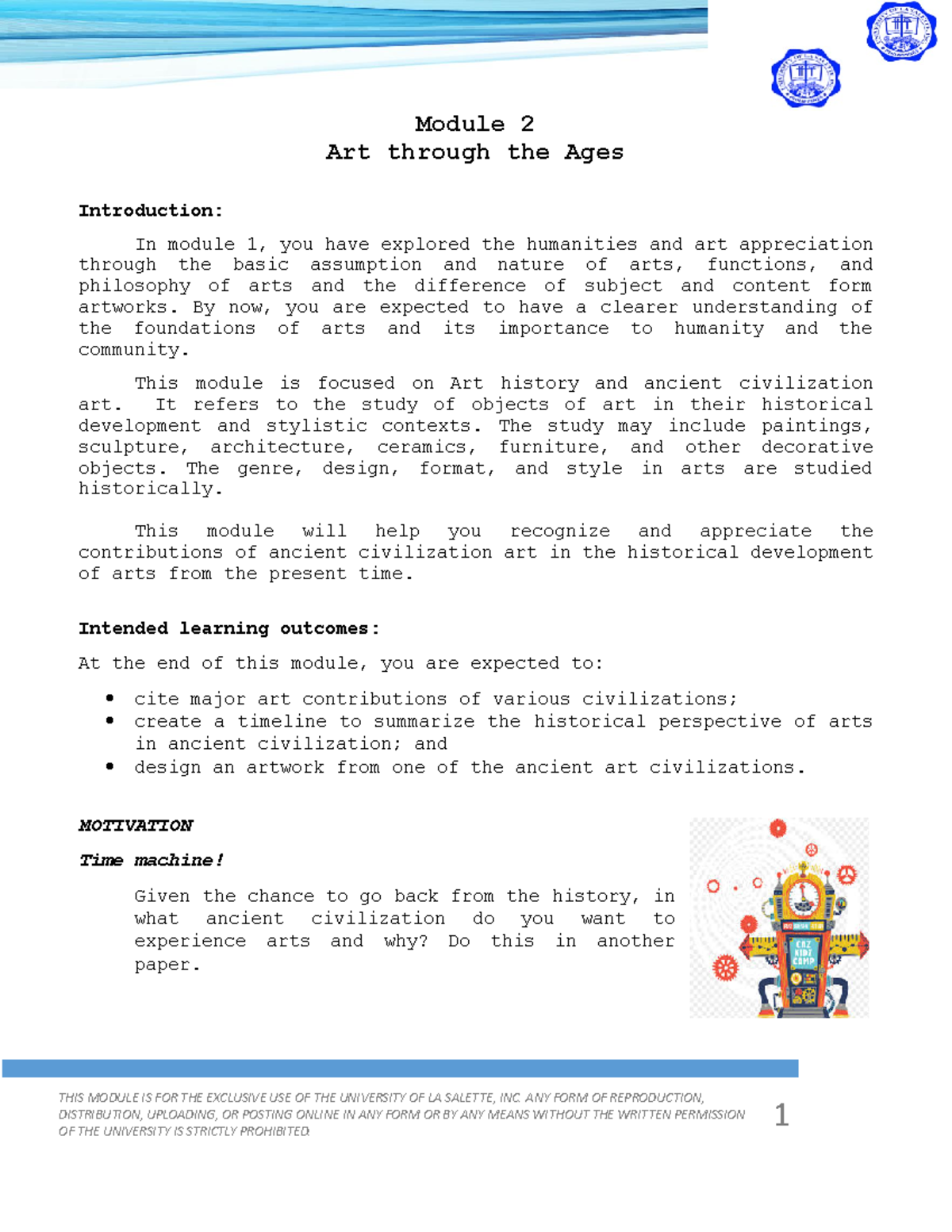 21 1 GEC 005 Module 2 - Nothing - Module 2 Art through the Ages ...