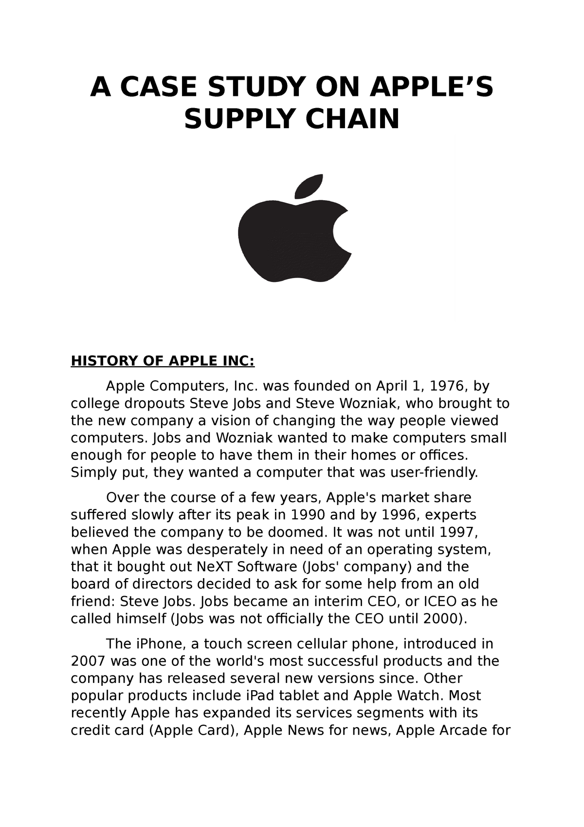 case study of apple company ppt