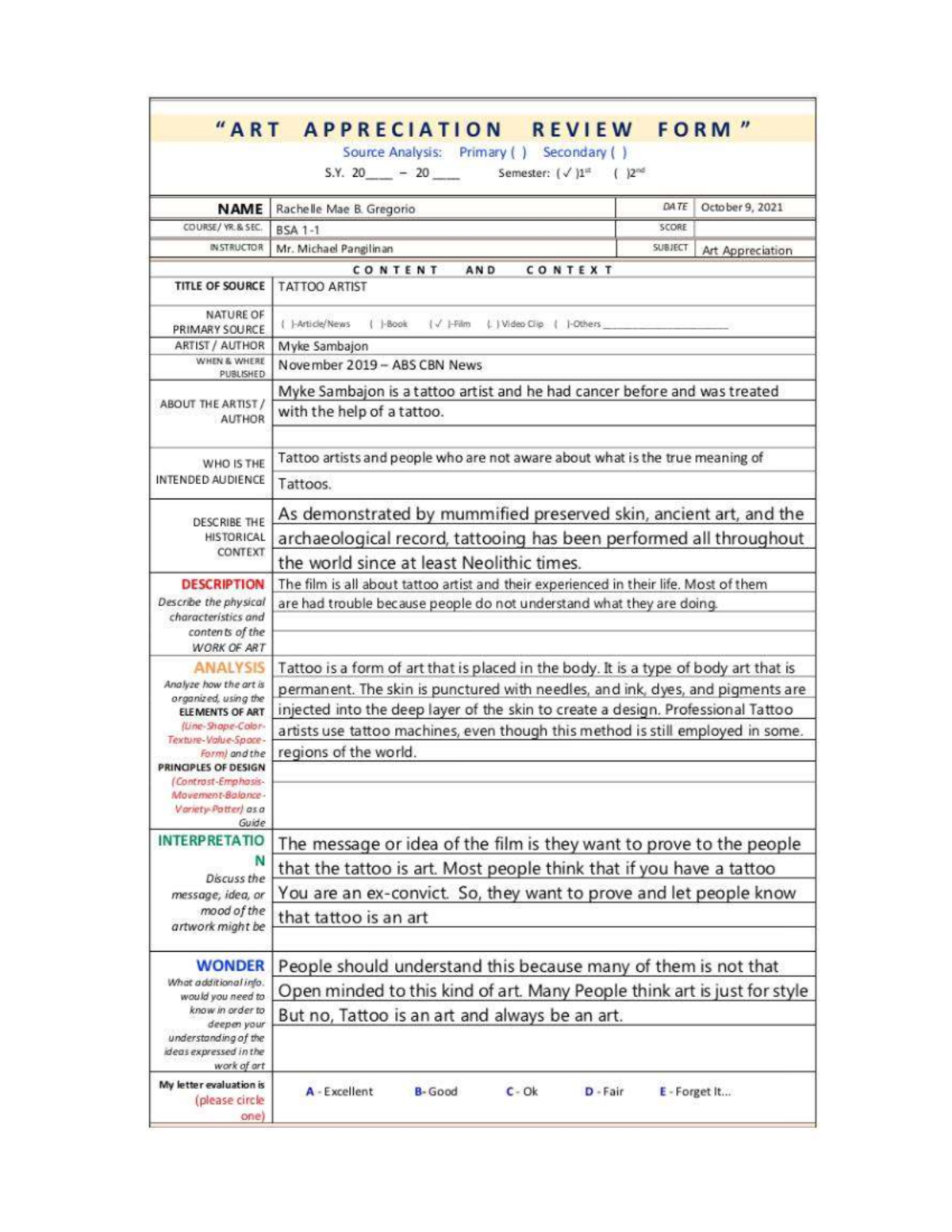 Reflection paper in my Subject - Accountancy - Studocu