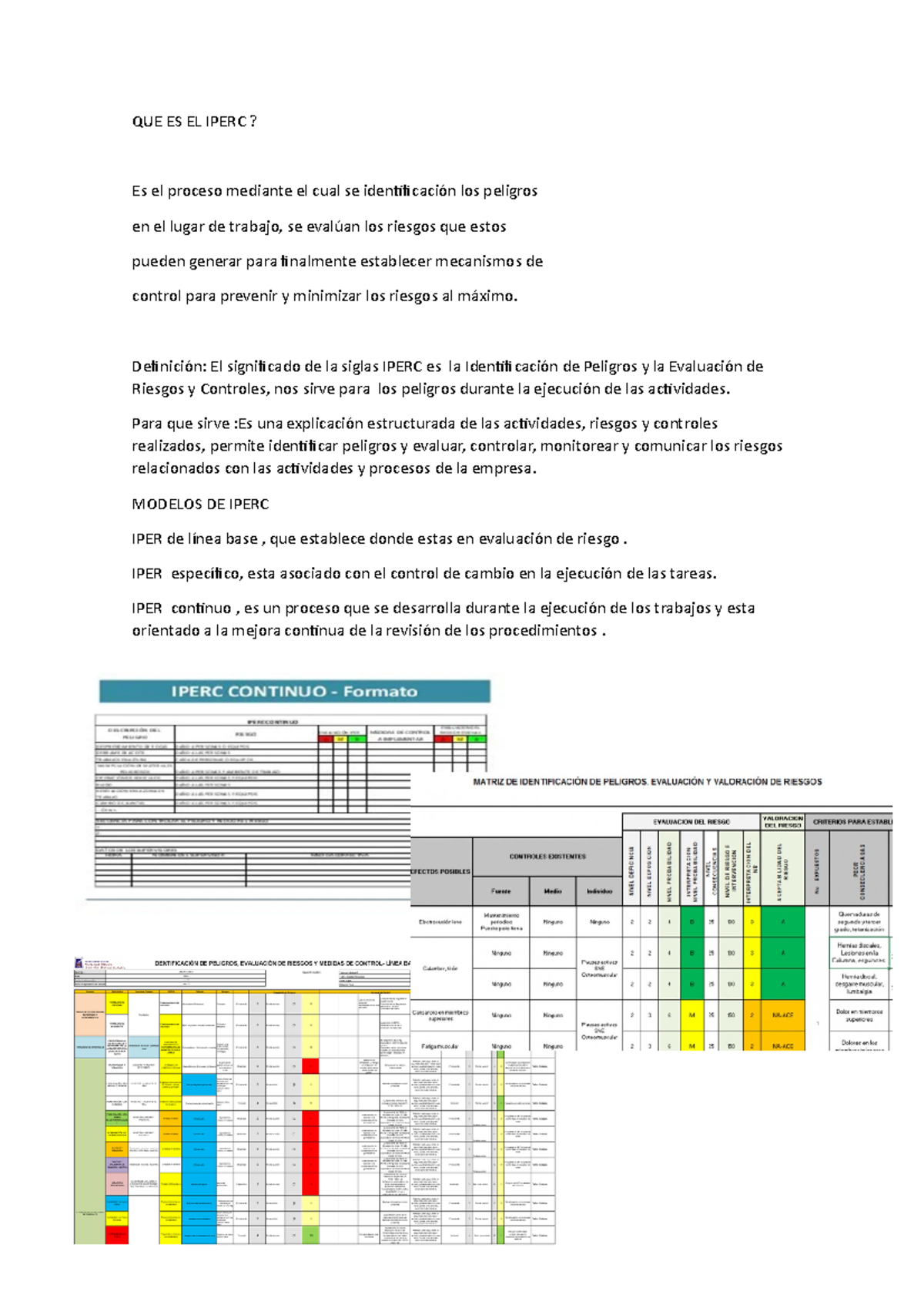 QUE ES EL Iperc - Evaluacion De Riesgo Y Peligro - QUE ES EL IPERC? Es ...