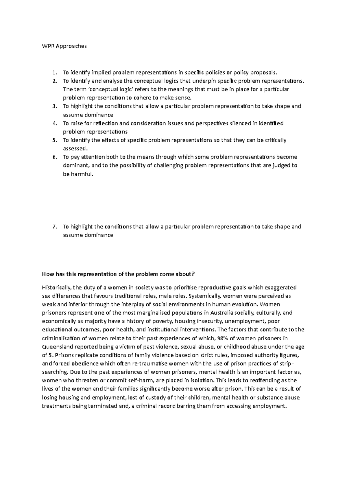 Assignment - given HD - WPR Approaches To identify implied problem ...