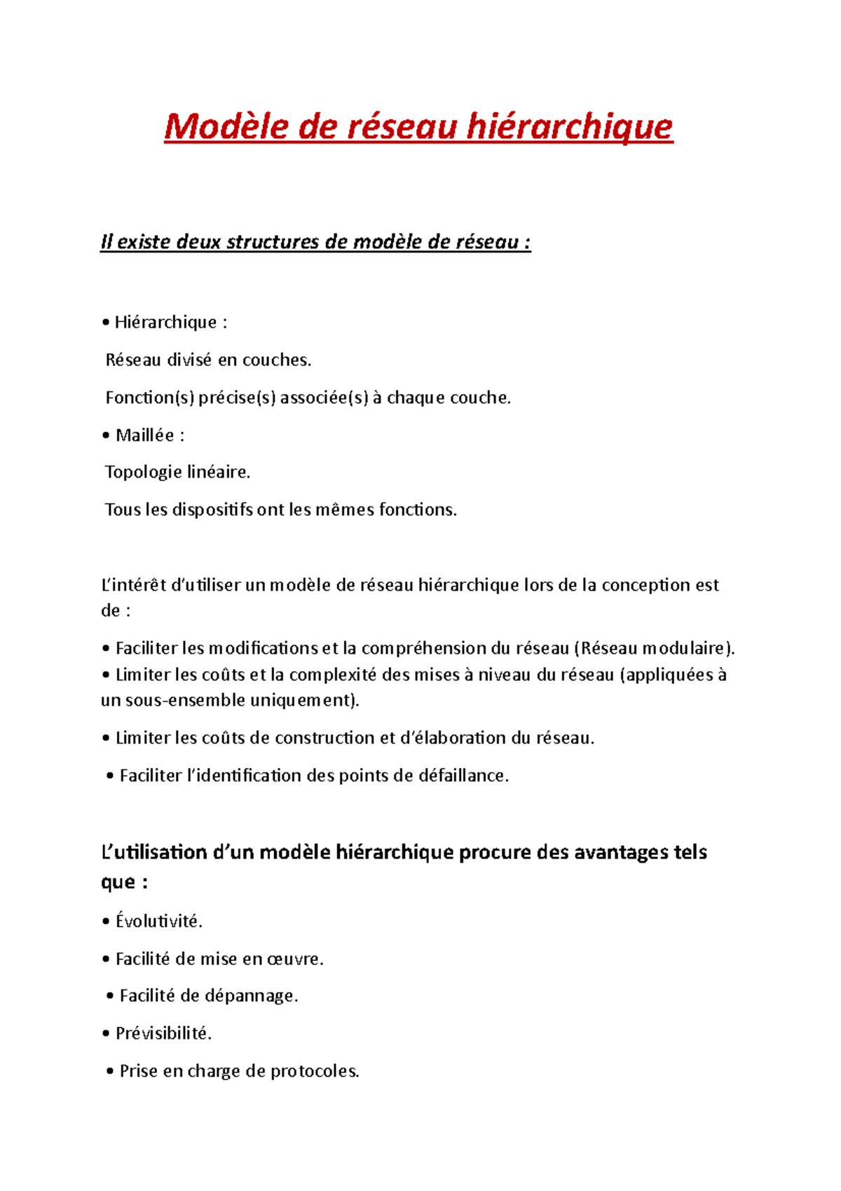 Modèle de réseau hiérarchique - Modèle de réseau hiérarchique Il existe ...