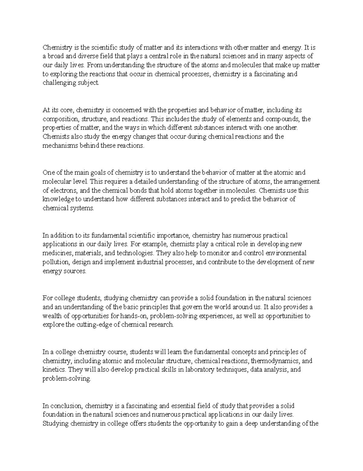 CH1 - Overview of what chemistry is and what students can expect to ...