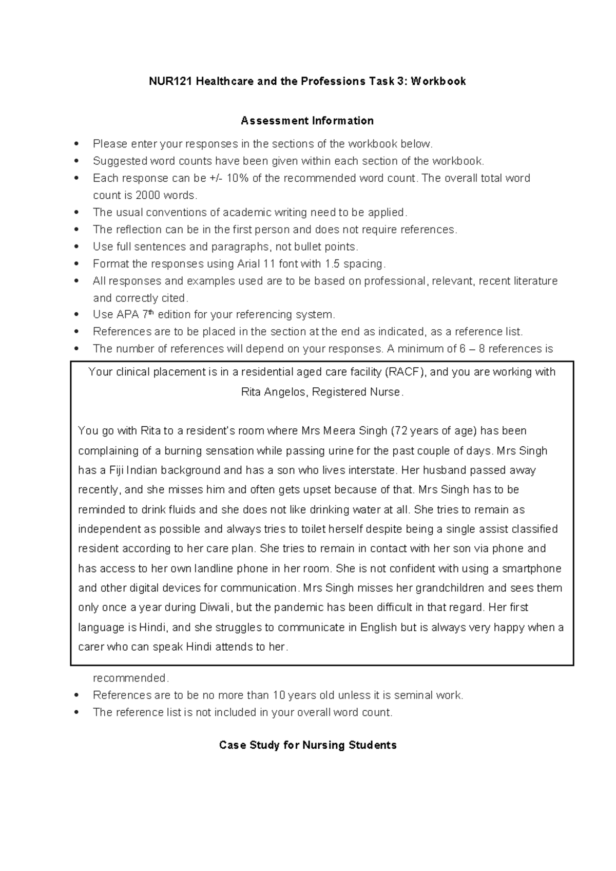 NUR121+Task+3+Workbook+Template+and+Assessment+Information+Nursing++ ...