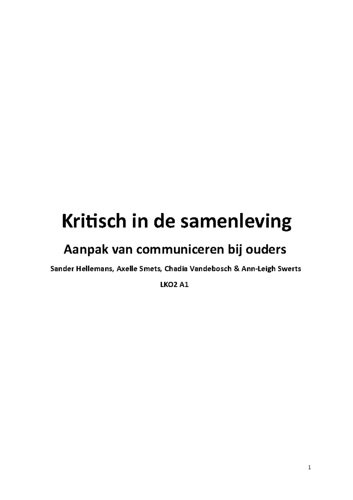 Sander Hellemans, Axelle Smets, Chadia Vandebosch & Ann-Leigh Swerts ...