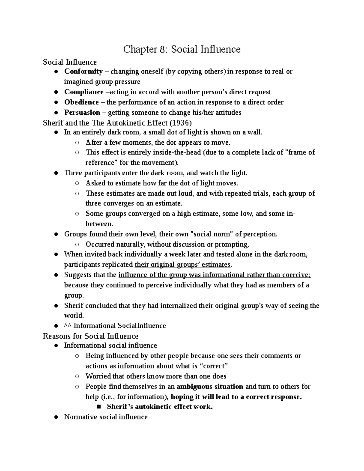 Chapter 8 Social Influence - Chapter 8 : Social Influence Social ...