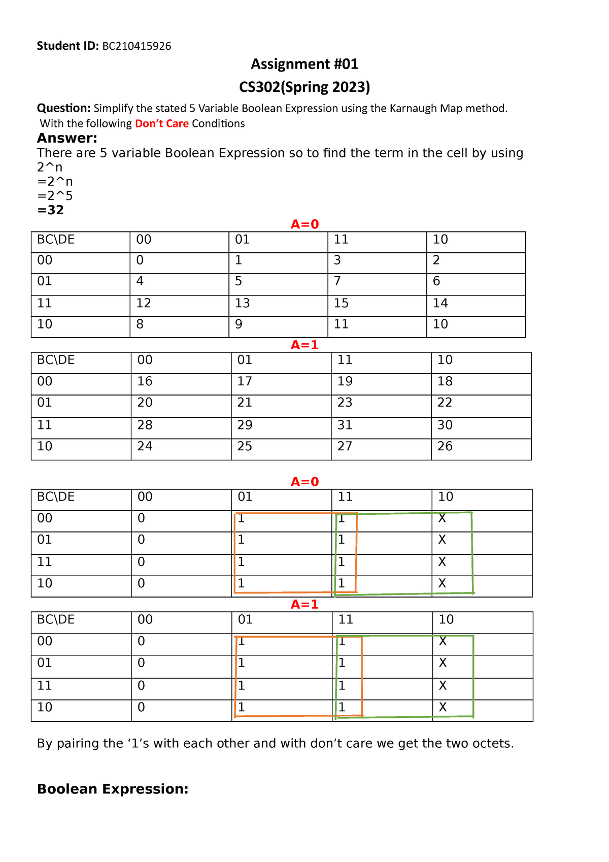 Spring 2023 CS302 1 - Student ID: BC Assignment CS302(Spring 2023 ...