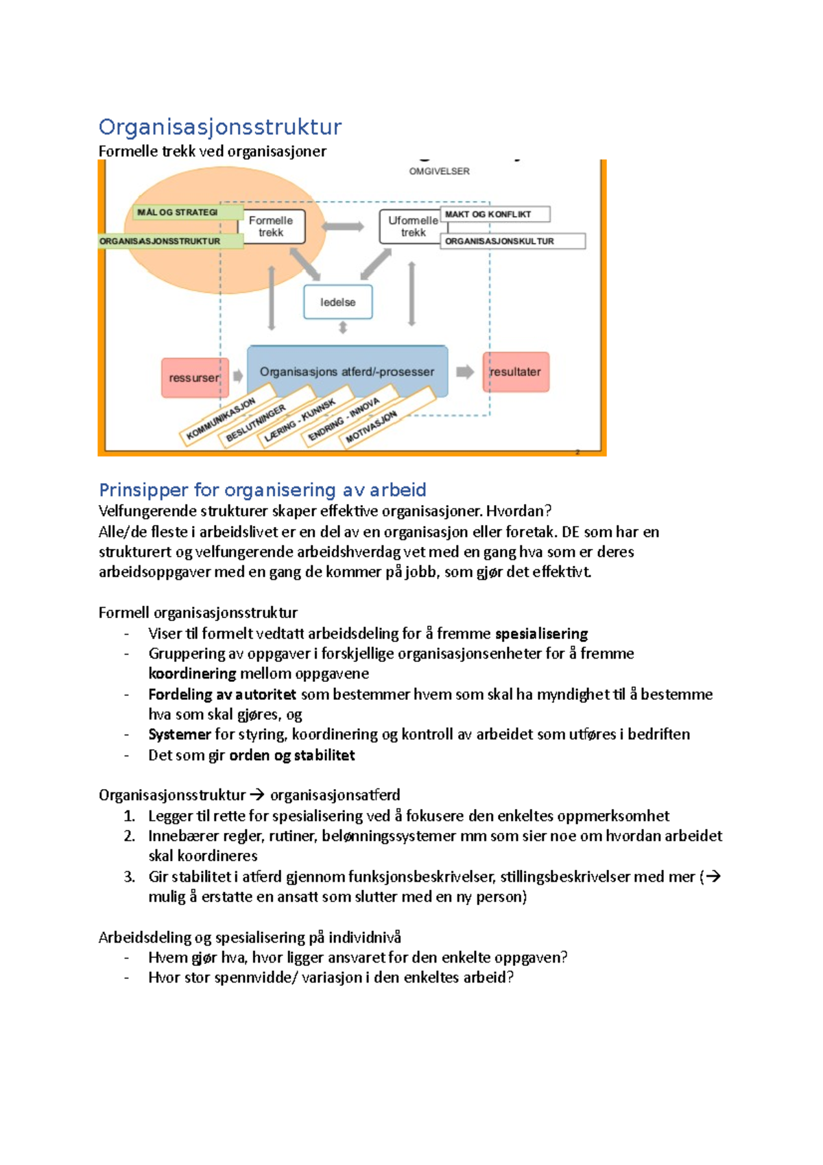 Organisasjonsstruktur - Organisasjonsstruktur Formelle Trekk Ved ...